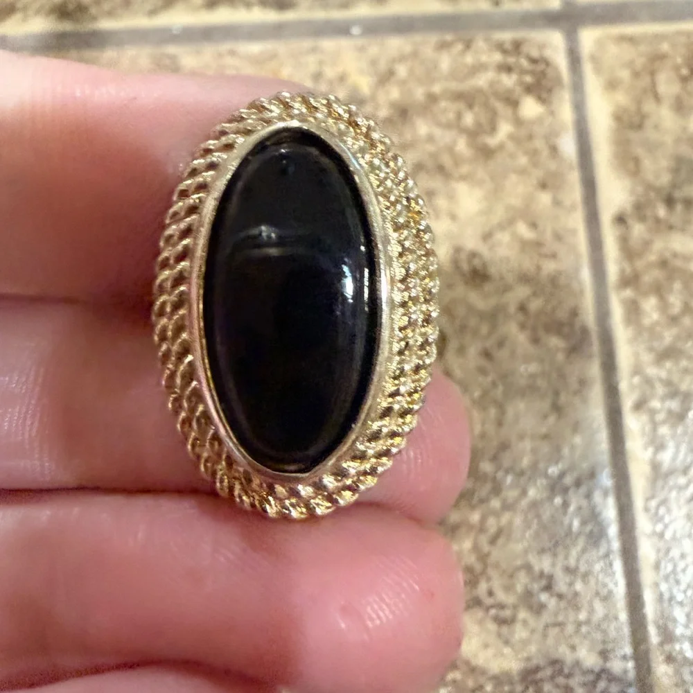 Vintage Shield’s Gold Tone Black Oval Cufflinks